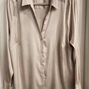 H&M Tan Button Down Shirt Top